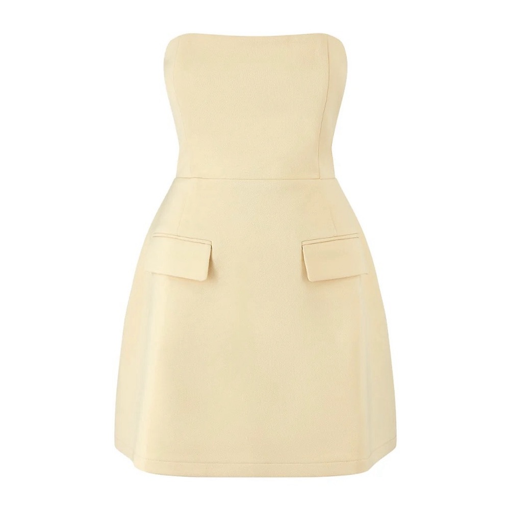 Elegant Cream Strapless Mini Dress